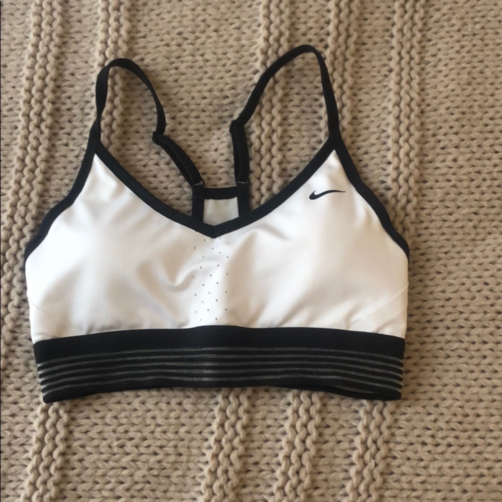 White and Black Nike Sports Bra